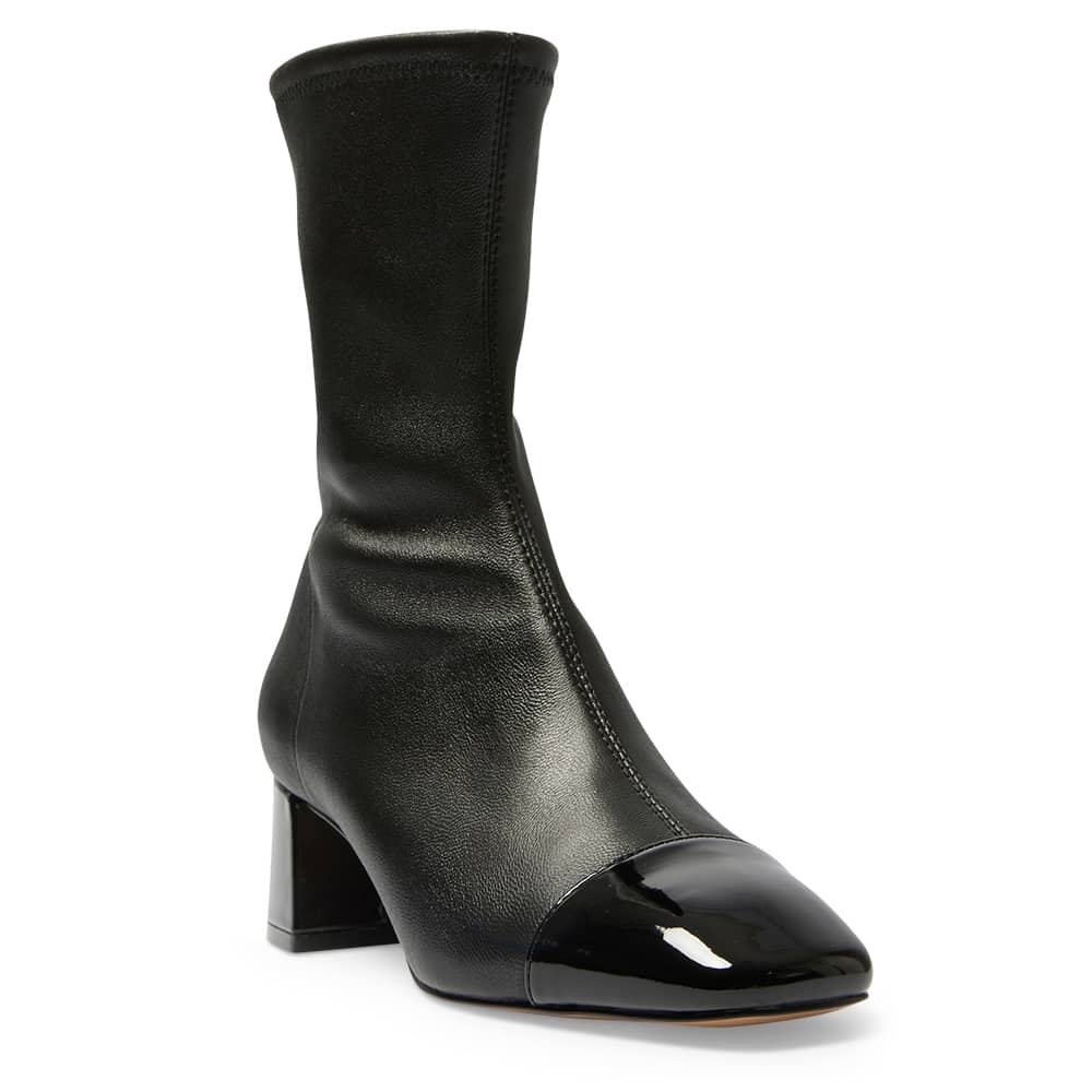 Token Boot in Black Patent Stretch Leather