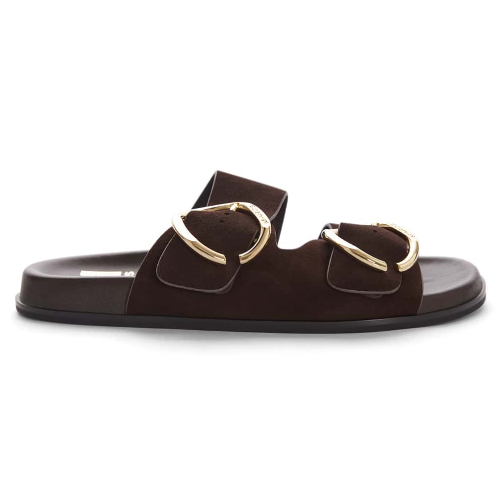 Tone Slide in Chocolate Suede Suede Look