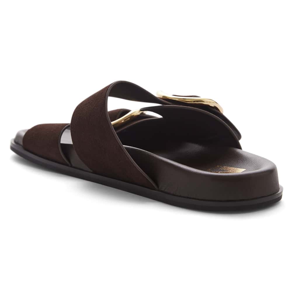 Tone Slide in Chocolate Suede Suede Look