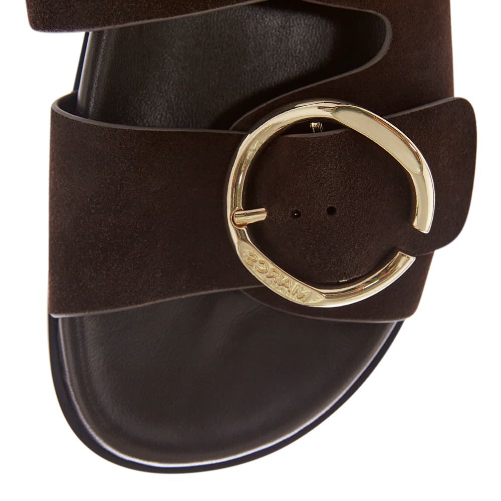 Tone Slide in Chocolate Suede Suede Look