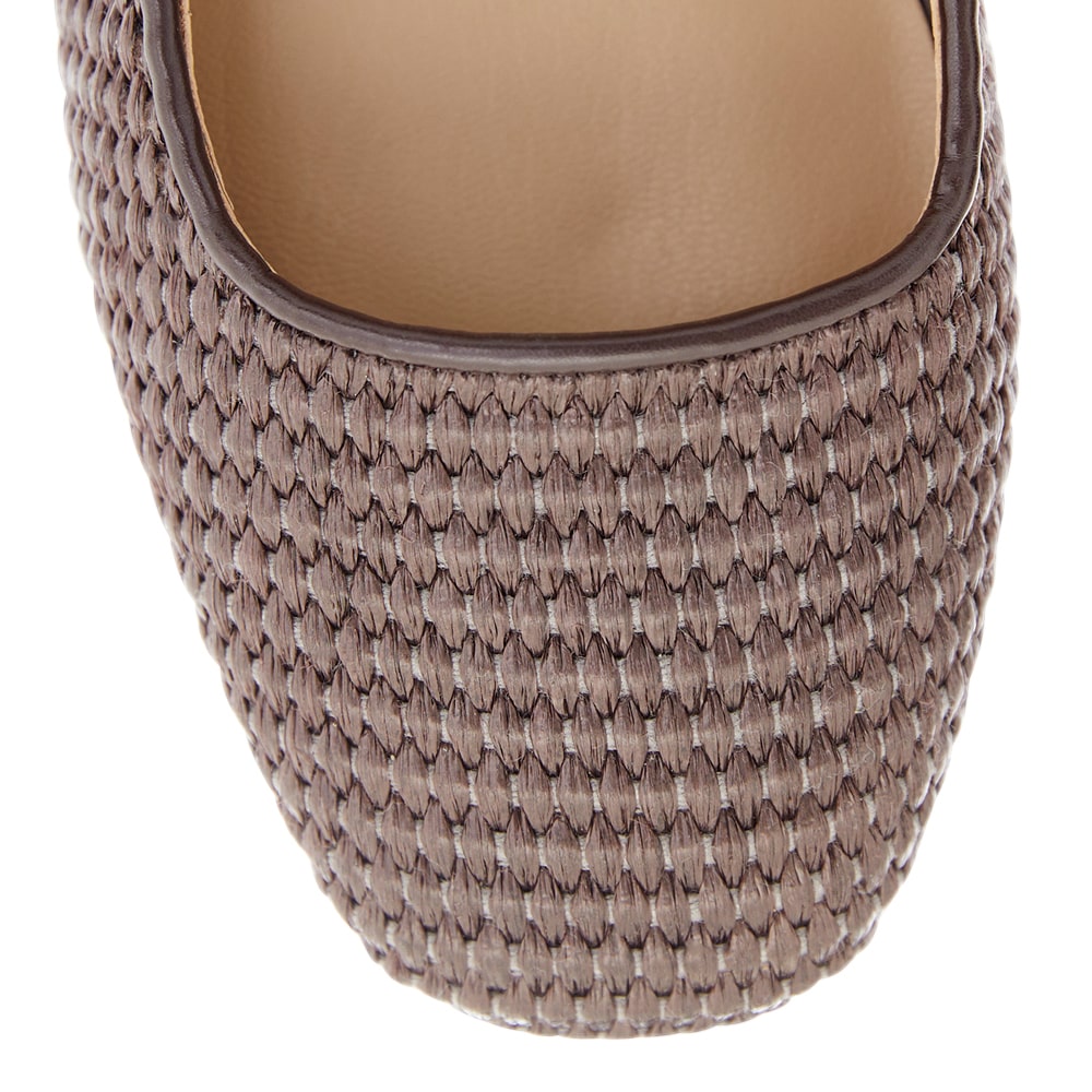 Tottie Flat in Chocolate Raffia Leather
