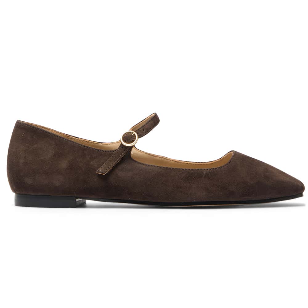 Tottie Flat in Chocolate Suede Suede