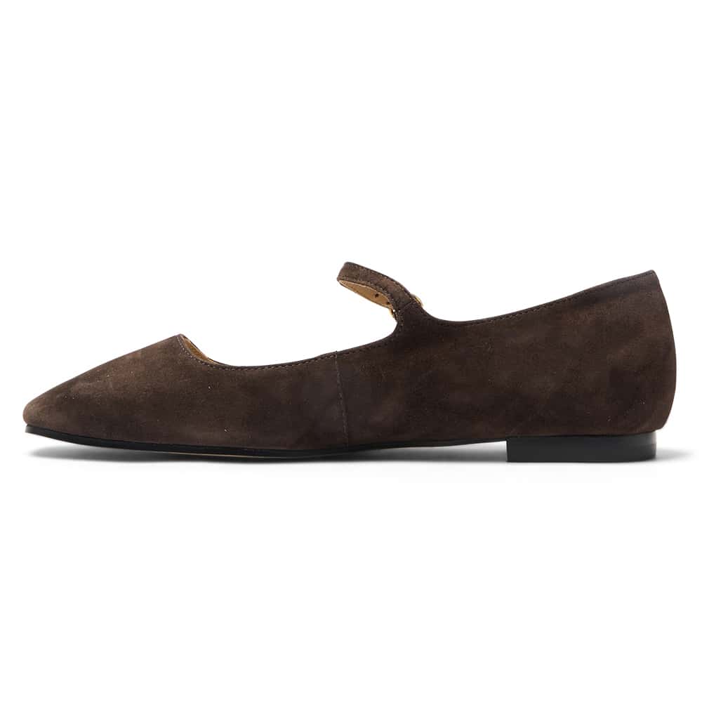 Tottie Flat in Chocolate Suede Suede