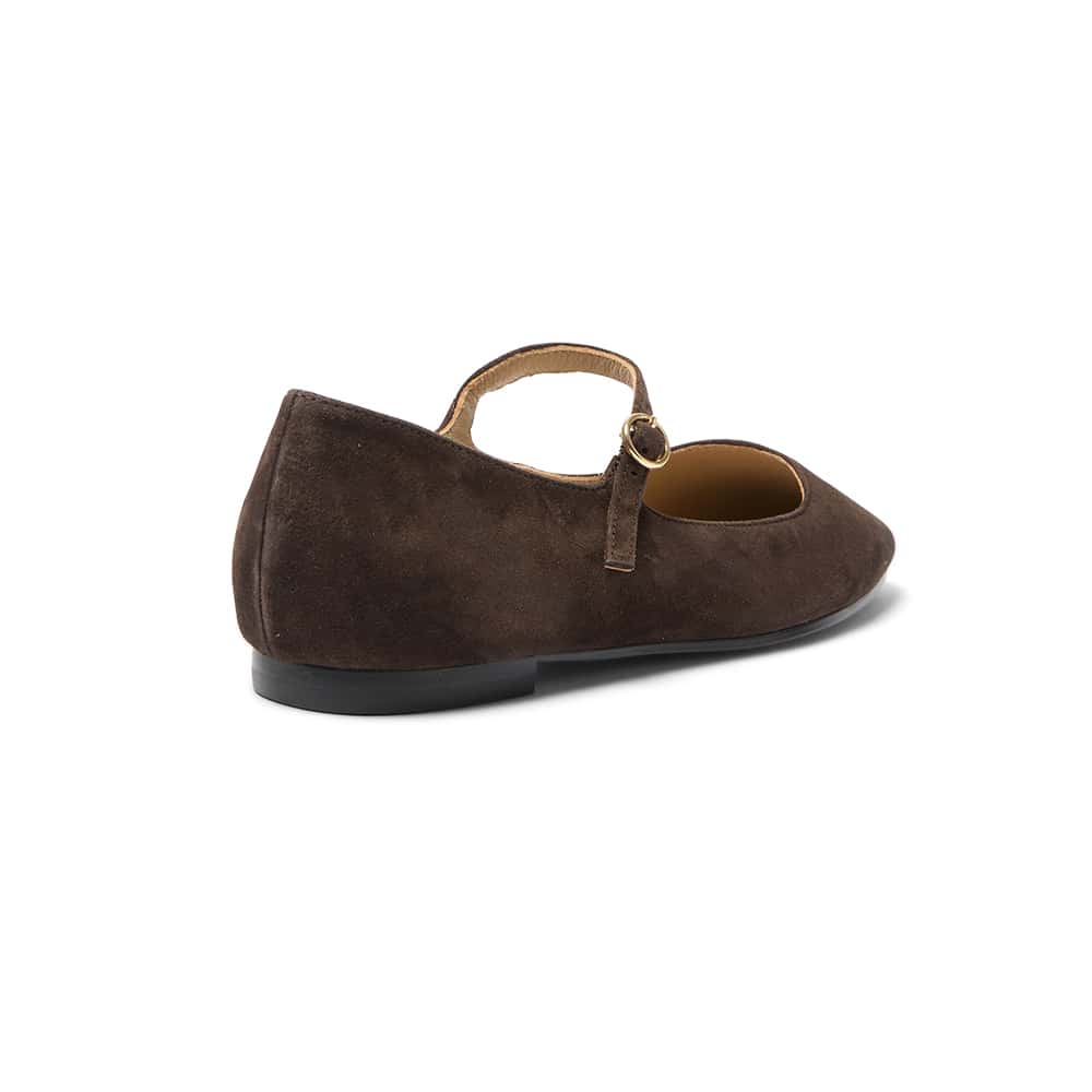 Tottie Flat in Chocolate Suede Suede