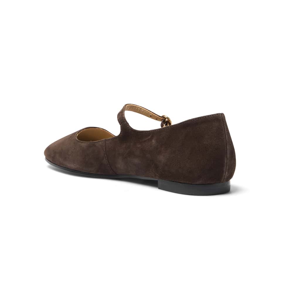 Tottie Flat in Chocolate Suede Suede
