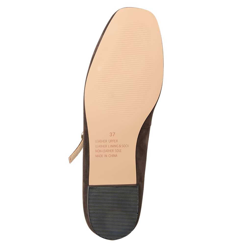 Tottie Flat in Chocolate Suede Suede