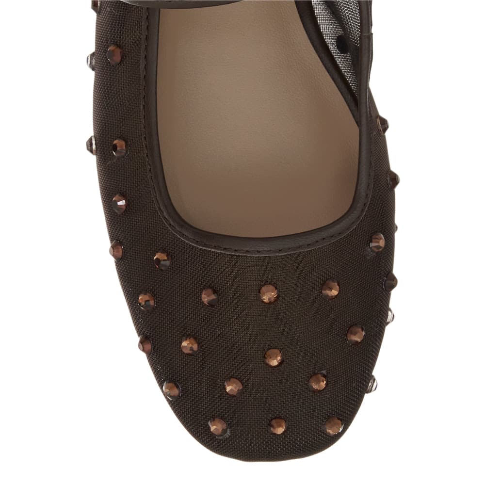 Trance Ballet Flat in Chocolate Mesh Diamante Mesh