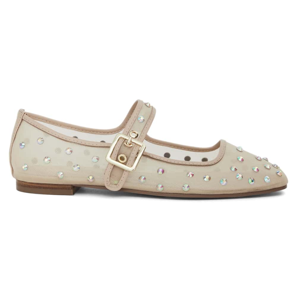 Trance Ballet Flat in Nude Mesh Diamante Mesh