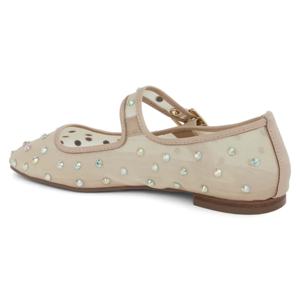 Trance Ballet Flat in Nude Mesh Diamante Mesh
