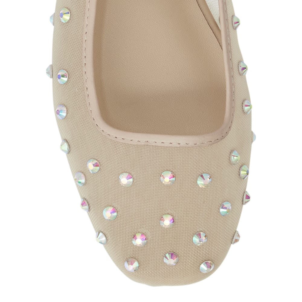 Trance Ballet Flat in Nude Mesh Diamante Mesh