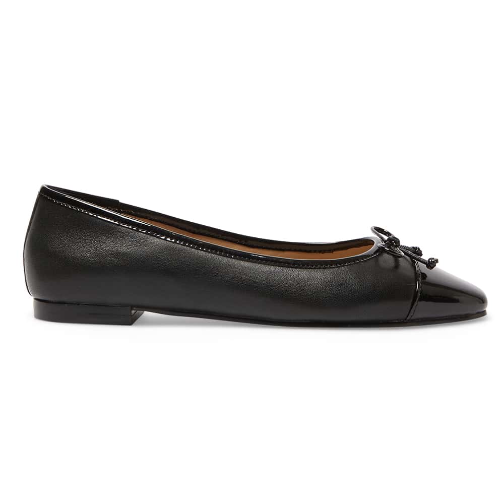 Trella Ballet Flat in Black On Black Leather