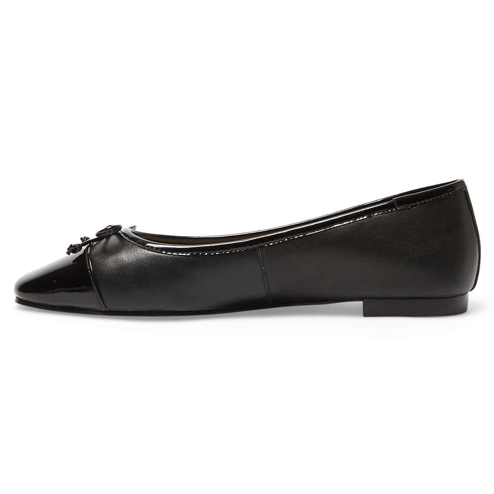 Trella Ballet Flat in Black On Black Leather