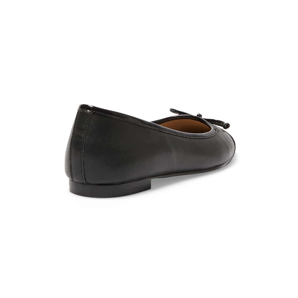 Trella Ballet Flat in Black On Black Leather