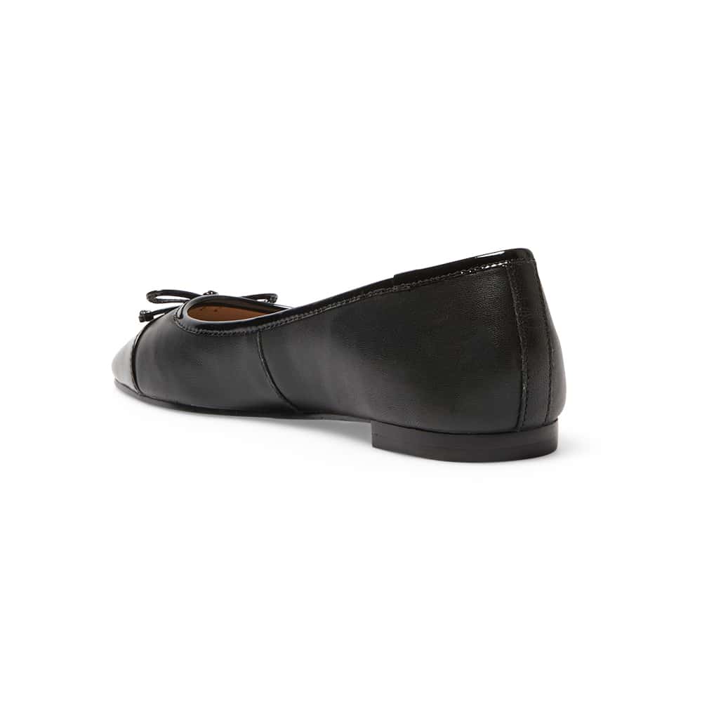 Trella Ballet Flat in Black On Black Leather