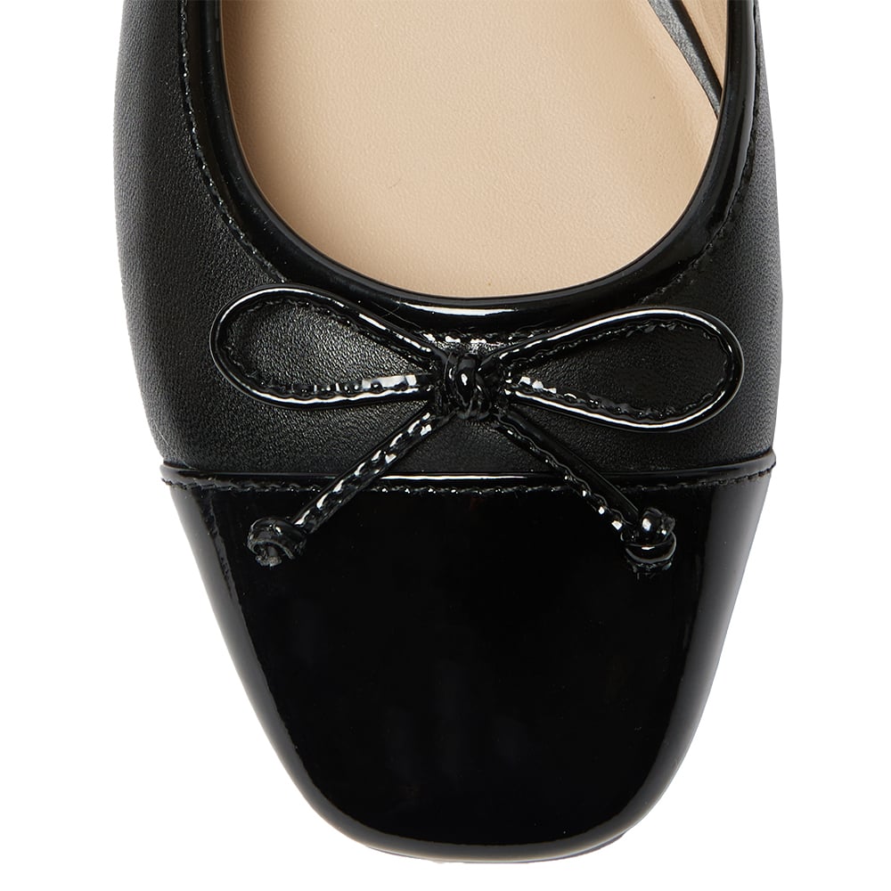 Trella Ballet Flat in Black On Black Leather