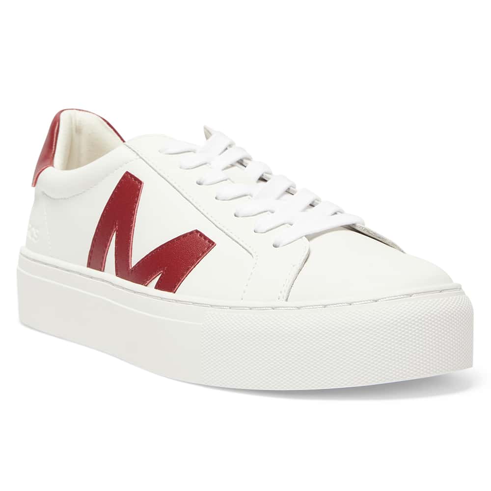 Trio Sneaker in White And Red Leather