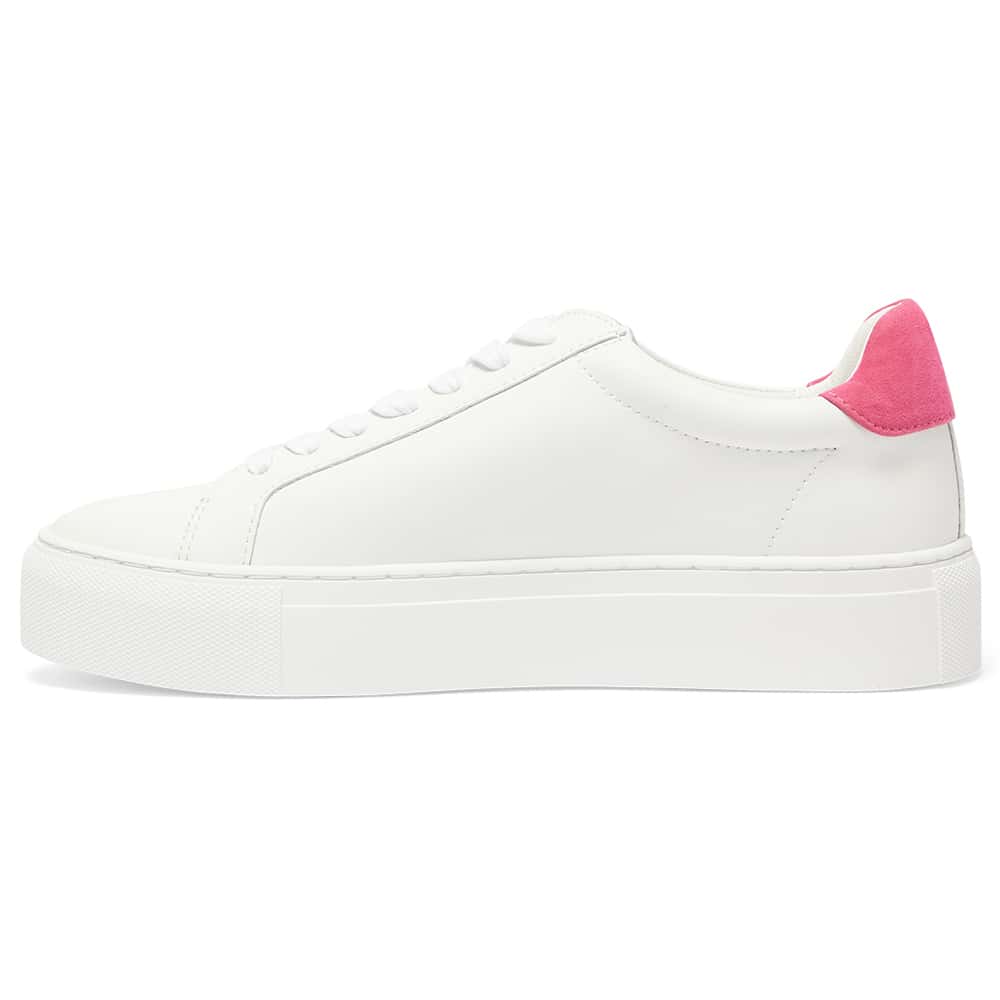 Trio Sneaker in White And Hot Pink Leather