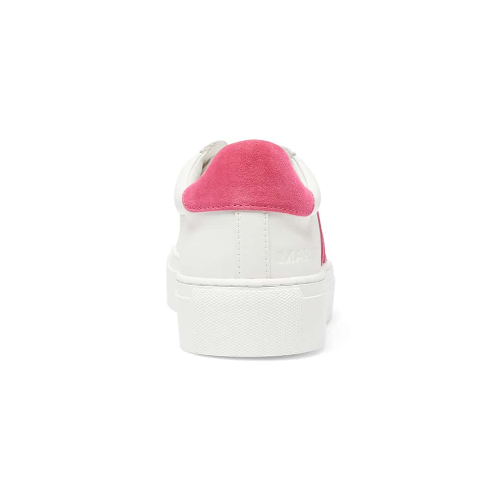Trio Sneaker in White And Hot Pink Leather