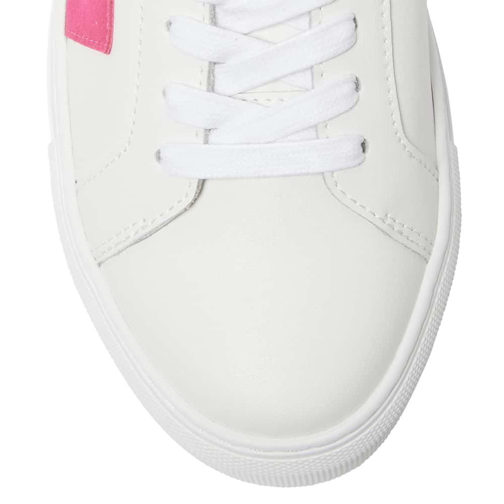 Trio Sneaker in White And Hot Pink Leather