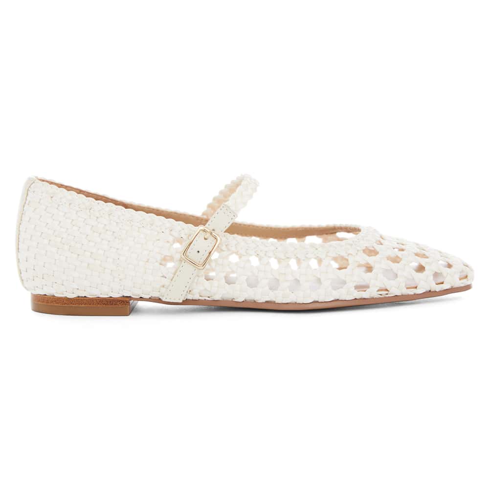 Tully Flat in Bone Weave Leather