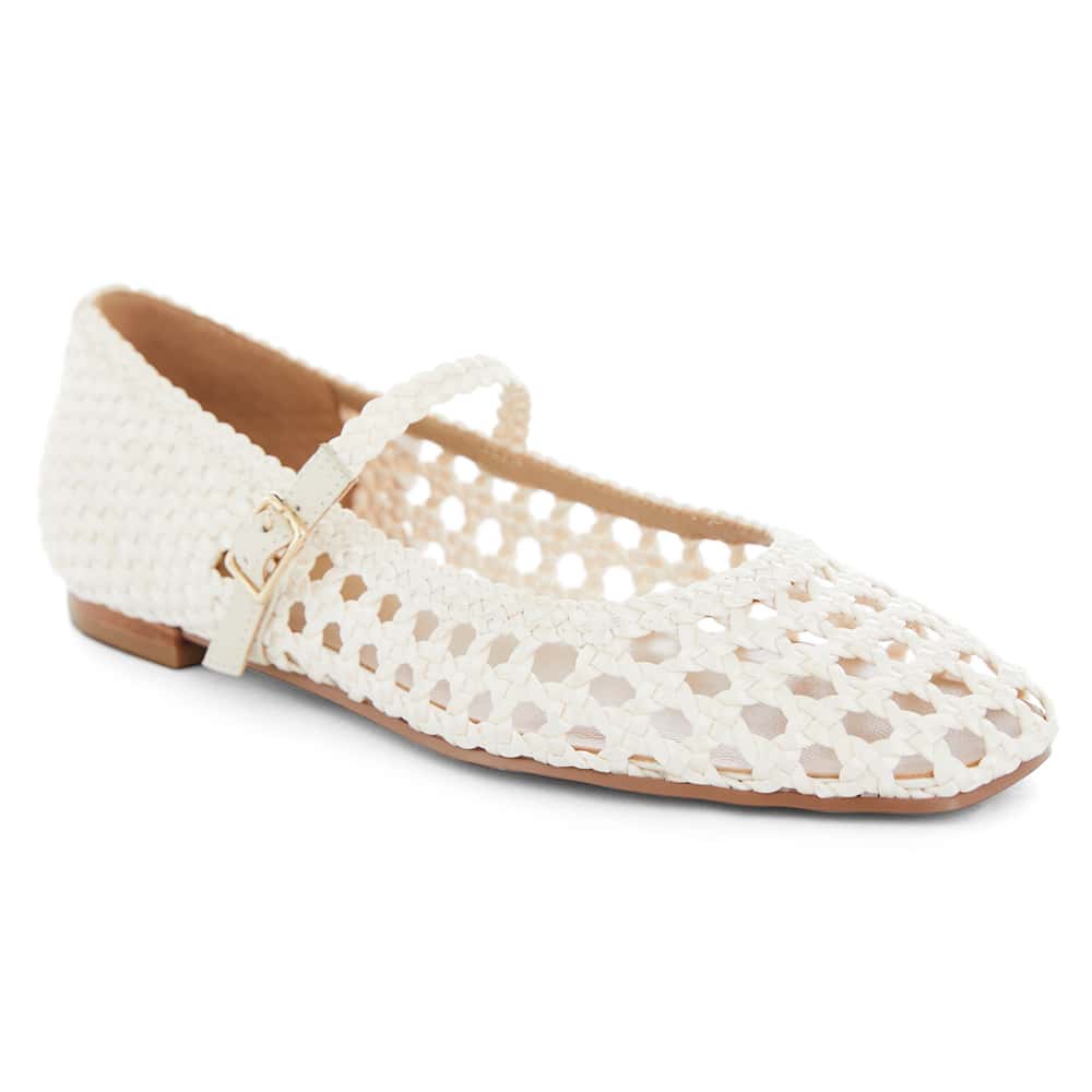 Tully Flat in Bone Weave Leather