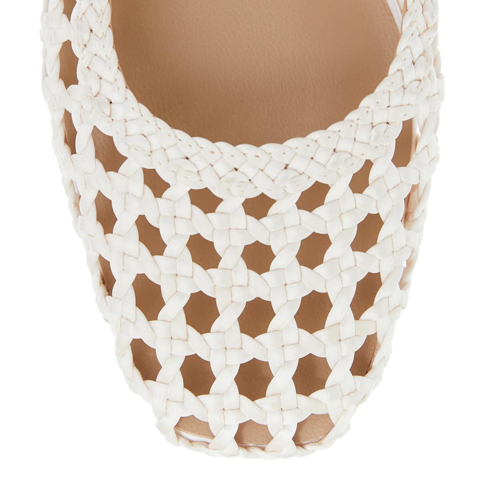 Tully Flat in Bone Weave Leather