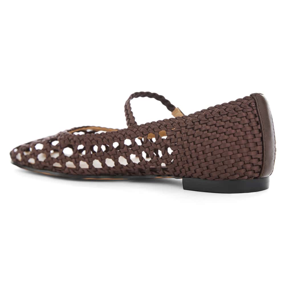Tully Flat in Chocolate Weave Leather