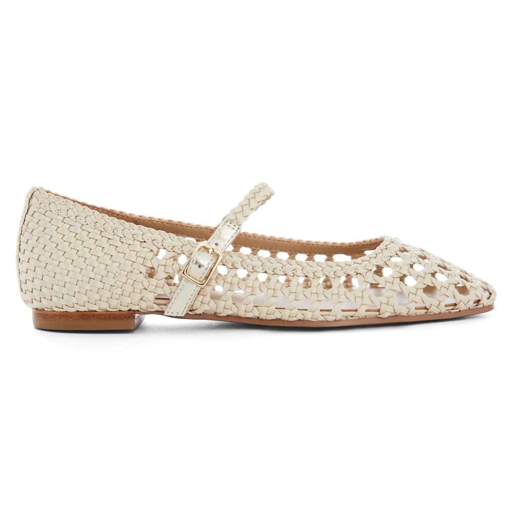 Tully Flat in Gold Weave Leather