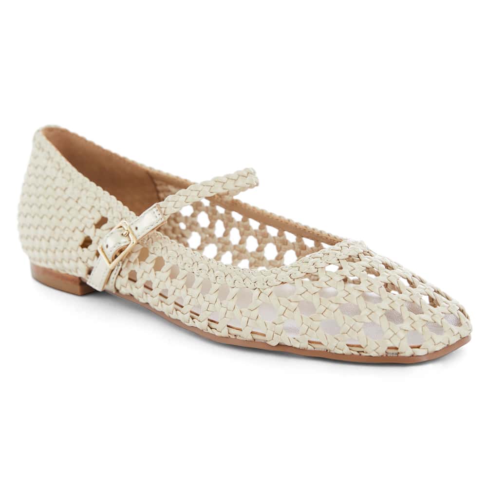 Tully Flat in Gold Weave Leather