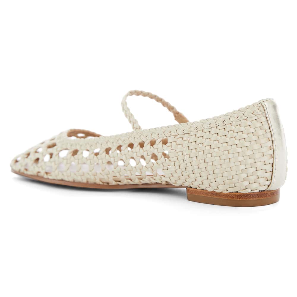 Tully Flat in Gold Weave Leather