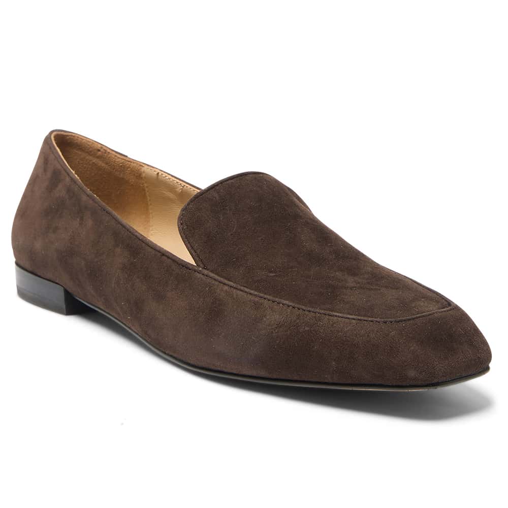 Tuxedo Loafer in Chocolate Suede Suede