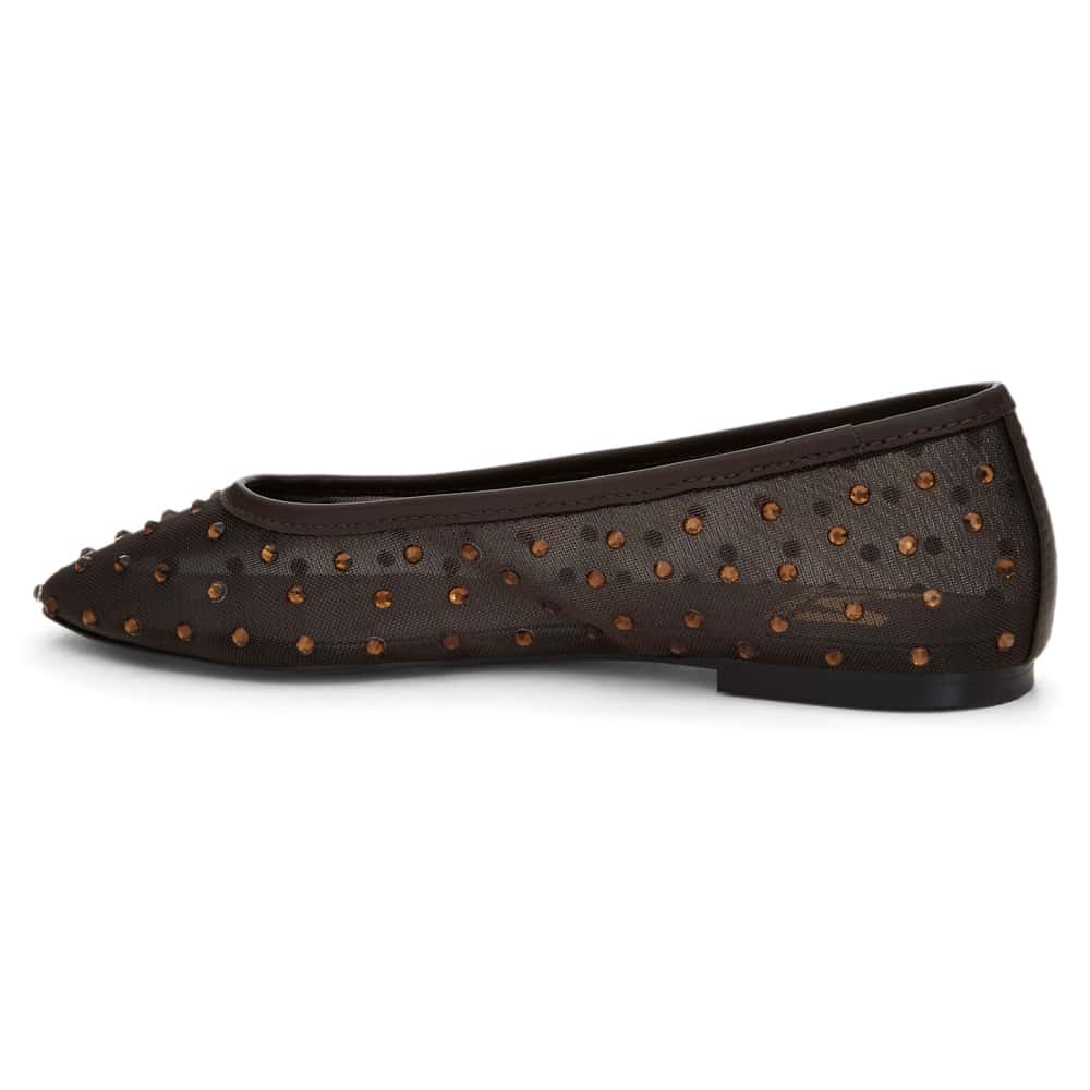 Twirl Ballet Flat in Chocolate Mesh Diamante Mesh