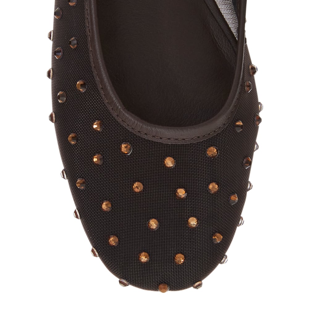 Twirl Ballet Flat in Chocolate Mesh Diamante Mesh
