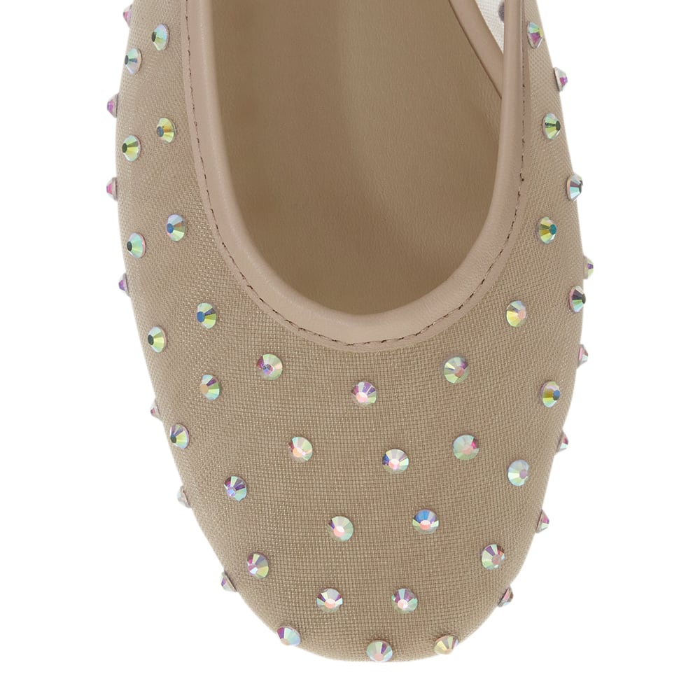 Twirl Ballet Flat in Nude Mesh Diamante Mesh