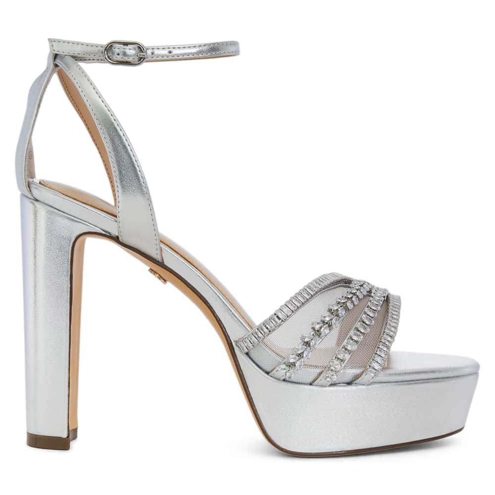 Agitha Heel in Silver Metal Glaze
