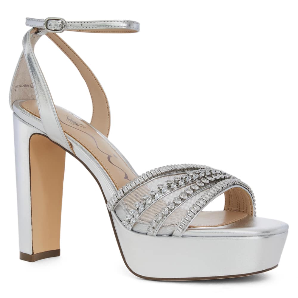 Agitha Heel in Silver Metal Glaze