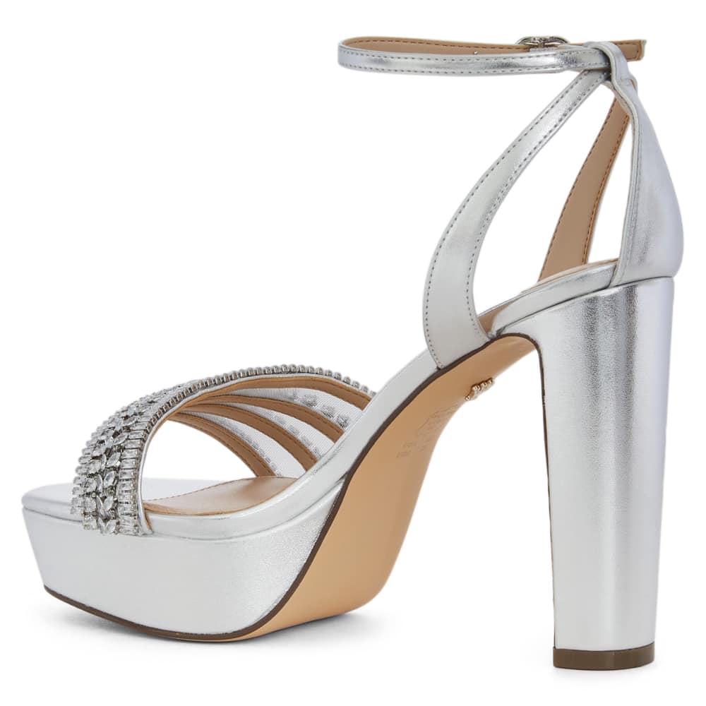 Agitha Heel in Silver Metal Glaze