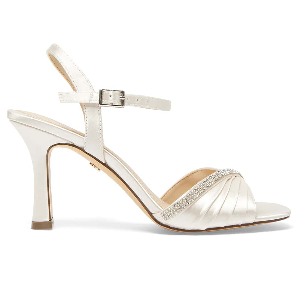 Agnes Heel in Ivory Satin