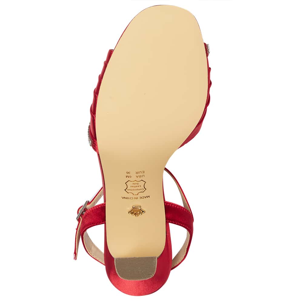 Agnes Heel in Red Rouge Crystal Satin