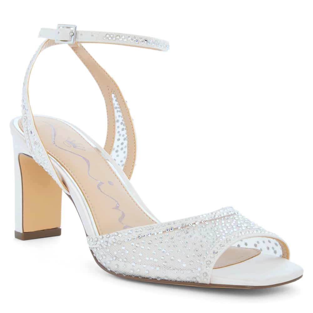 Agnus Heel in Ivory Crystal Mesh Mesh