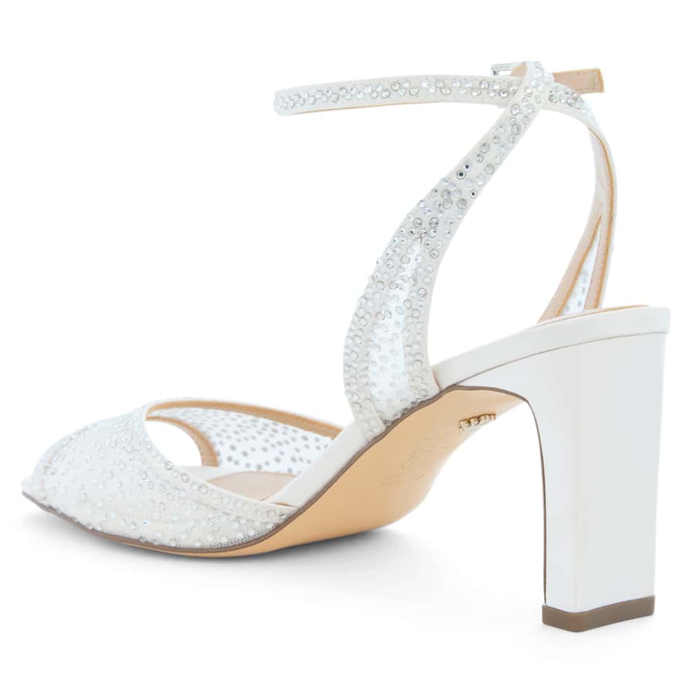 Agnus Heel in Ivory Crystal Mesh Mesh