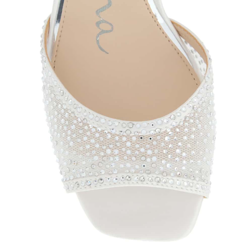 Agnus Heel in Ivory Crystal Mesh Mesh