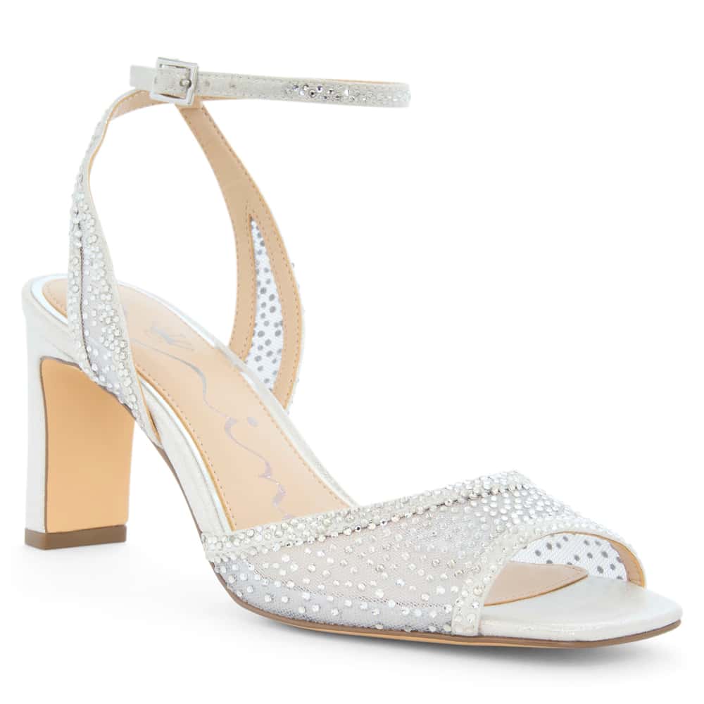 Agnus Heel in Silver Shimmer Mesh Mesh