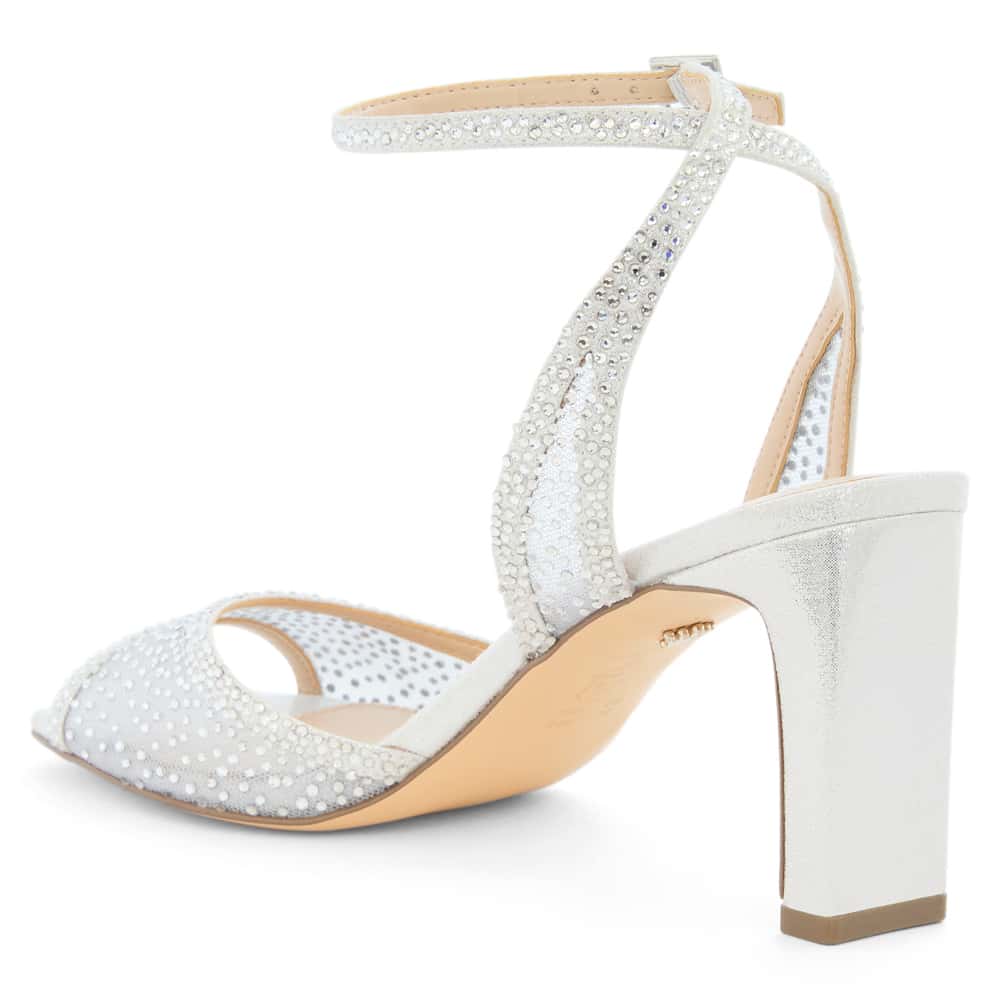Agnus Heel in Silver Shimmer Mesh Mesh