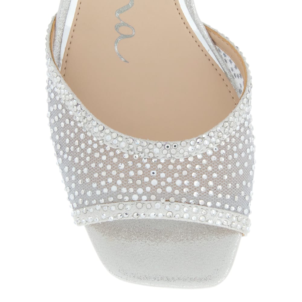 Agnus Heel in Silver Shimmer Mesh Mesh
