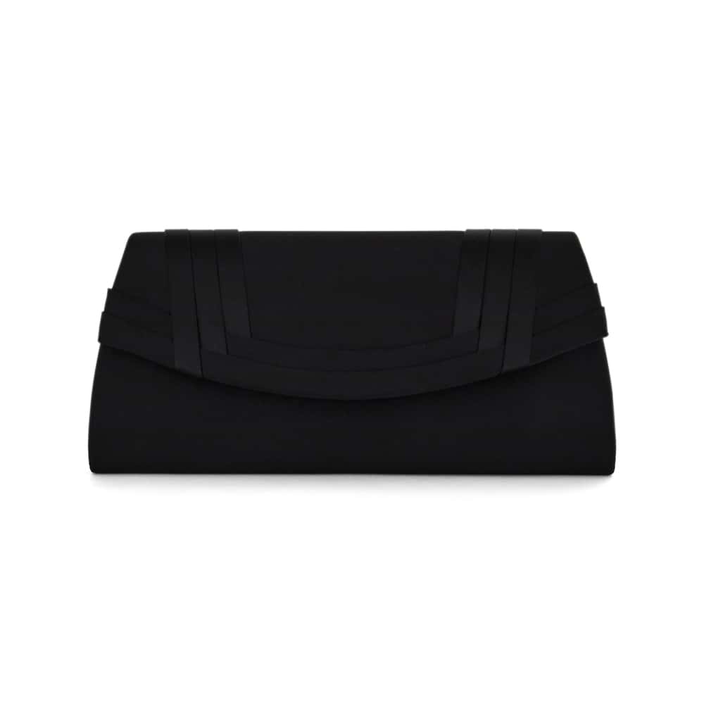 Avis Evening Bag in Black Satin Pleat