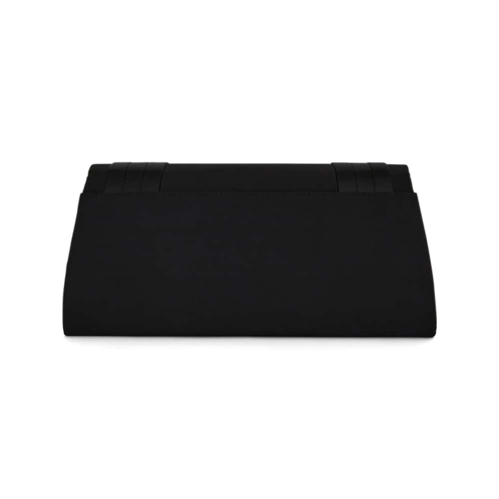 Avis Evening Bag in Black Satin Pleat