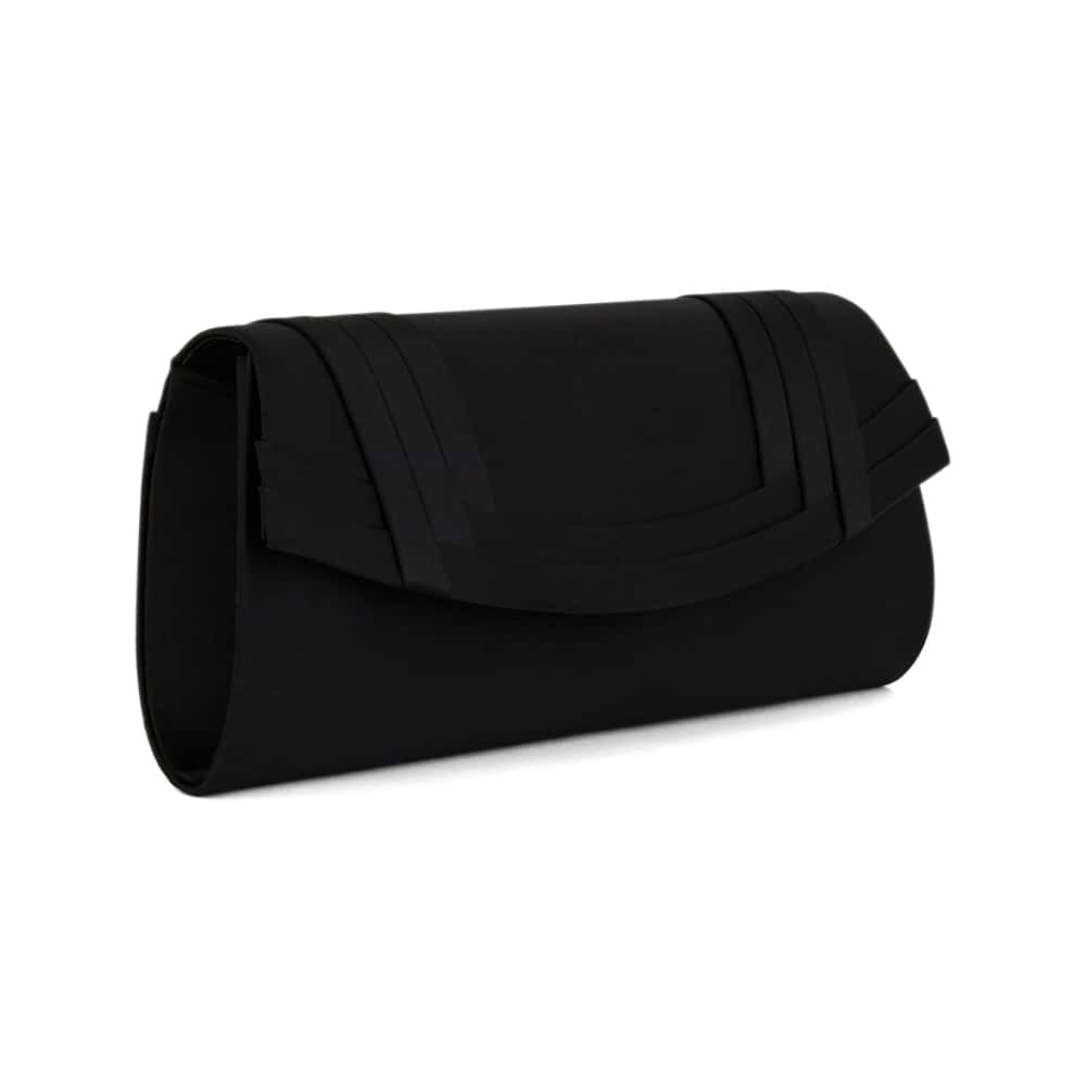 Avis Evening Bag in Black Satin Pleat