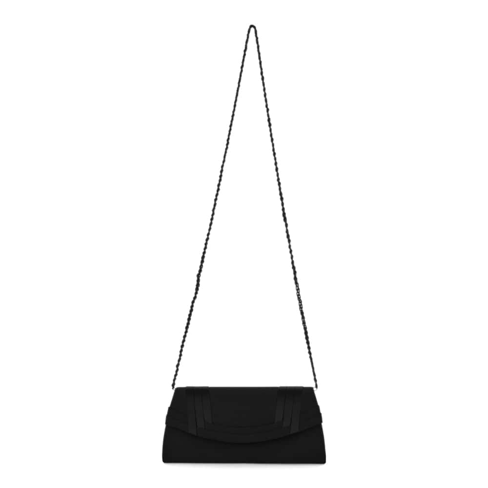 Avis Evening Bag in Black Satin Pleat