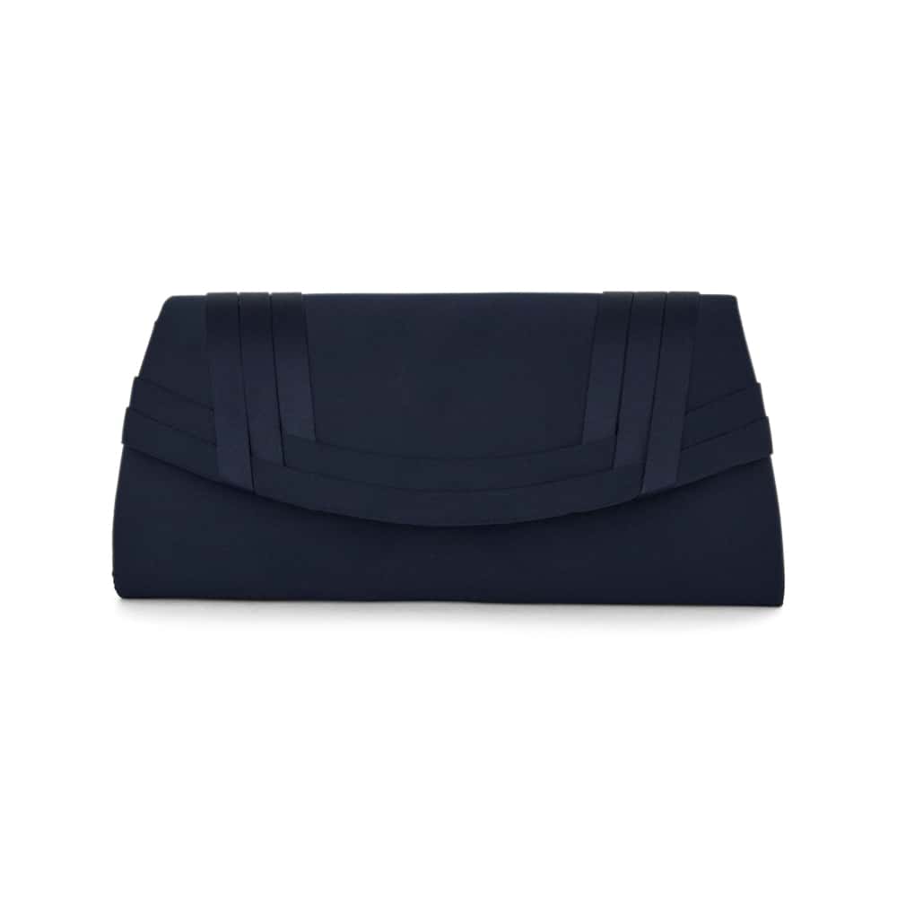 Avis Evening Bag in Navy Satin Pleat